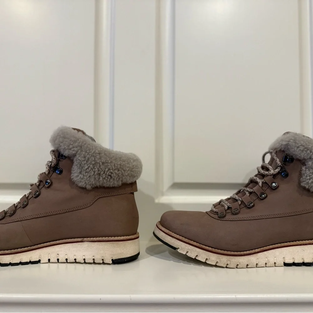 Cole Haan Waterproof Zerogrand Explorer Hiker Boots Womens Sz 9 - Taupe Nubuck - Picture 5 of 10